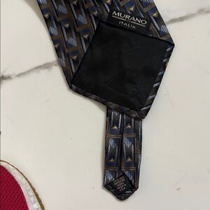 Geometric Blue and Brown Tie
